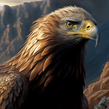 golden eagle portrait mountain, Generate ai