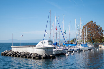 Fototapeta premium boat and yacht dock on the seashore