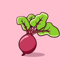 cute beetroot illustration in cartoon style on isolated background