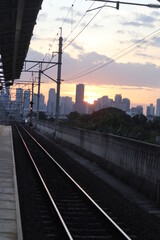 Jakarta, 29 October 2022. Sunset view from train station in Jakarta