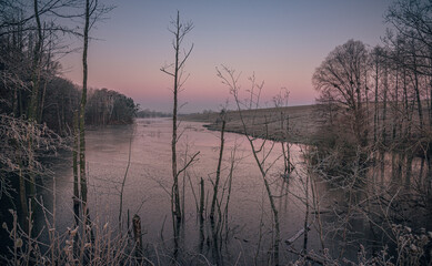 Winter sunrise on river