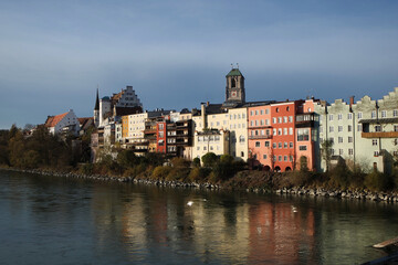 panoramic view of bavarian city Wasserburg am Inn