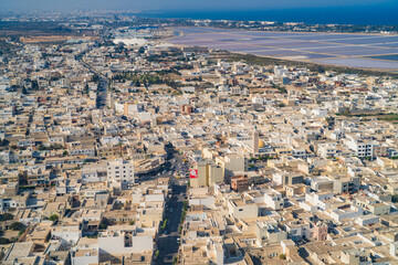Naklejka premium Aerial view of Tunisia during the flight Monastir to Lyon - Tunisia