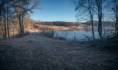 Winter sunrise on river