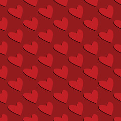 Red hearts in seamless pattern, paper, print, gift, background, valentine