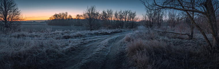 Winter sunrise on river