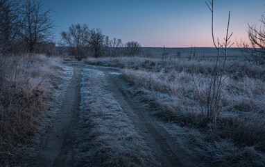 Winter sunrise on river