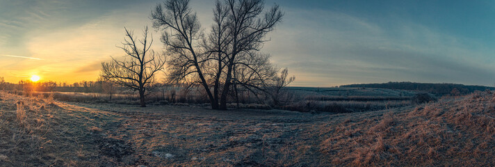 Winter sunrise on river
