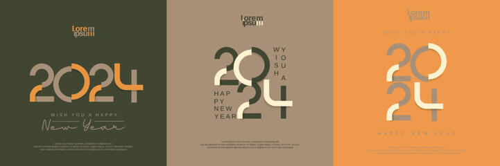 2024 new year square template with letter logo concept for calendar, poster, flyer, banner and media post template - obrazy, fototapety, plakaty