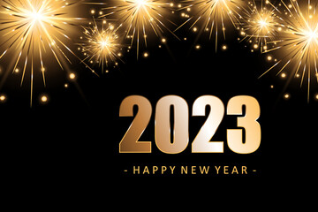  elegant new year holiday banner with shiny 2023 lettering.