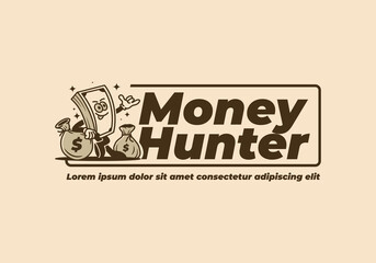 Mascot art illustration of money with hands and feet