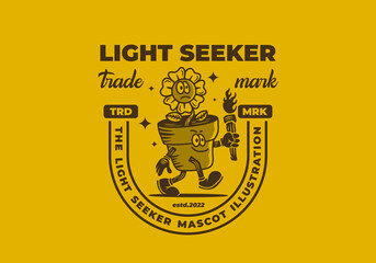 Mascot art illustration of walking sunflower