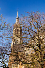 The spire of the new church on the main square in Delft, Netherlands
