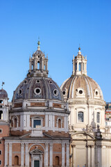 Fototapeta na wymiar Historical buildings in Rome, Italy. Sunny cloudy day.