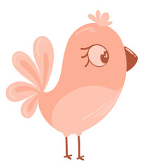bird in pink color doodle character fantastic icon sketch isolated on white background sparrow with patterns stylized illustration vector hand drawn