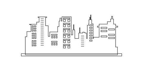 City silhouette building flat design isolated
