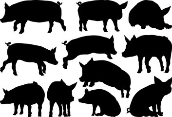 Pig Silhouettes Farm Animal Set