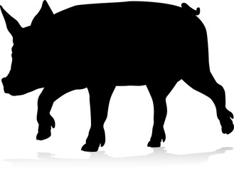 Pig Silhouette Farm Animal