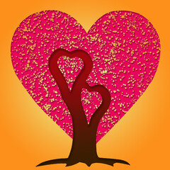 Valentine's Day celebration greeting card with Tree of Love shape