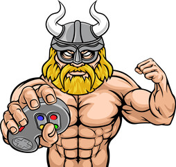 Viking Gamer Gladiator Warrior Controller Mascot