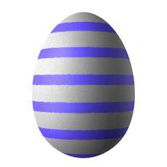 Easter egg brown white with purple lines. Isolated on a white background. 3d render.