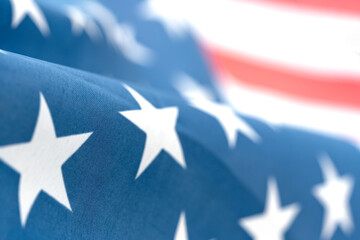 Independence Day. An American flag waving in the wind. Close-up