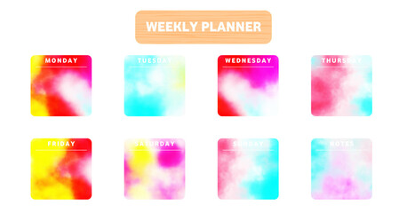 Cute Weekly planner template png illustration useful for weekly planning and appointment. Weekly planner for planning on transparent background. To do list weekly template. Weekly schedule. Png image.