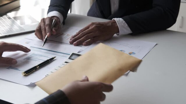 businessman or corrupt politician and willing to accept bribes given in dollar cash To do illegal business, corruption in the contracting business, corruption concept and bribery.