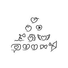 love icon set drawn style