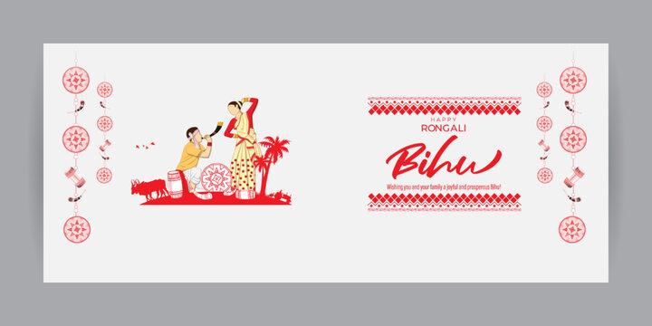 Vector illustration of Happy Bihu Assamese New Year Harvest festival