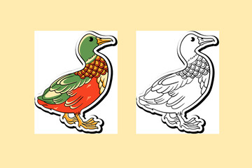 Fototapeta na wymiar illustration sticker of a duck vector design