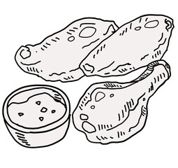 New Orleans Chicken wings with cheese dipping watercolor painting illustrtation