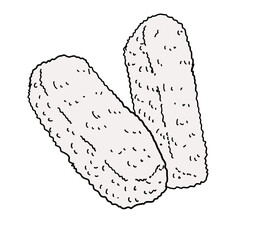 Fish finger deep fried frozen food watercolor painting illustration doodle sketch
