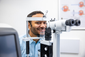 Young man having an examination in a ophtalmological clinic