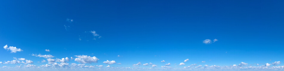 Panorama Blue sky and white clouds. Bfluffy cloud in the blue sky background