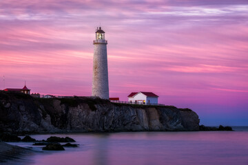 Fototapeta premium Cap-des-Rosiers Lighthouse, Forillon National Park, Gaspesie, Quebec, Canada