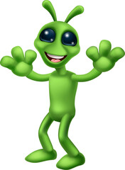 Alien Cute Little Green Man Martian Cartoon Mascot