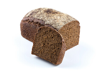 Rye bread slices isolated on white background
