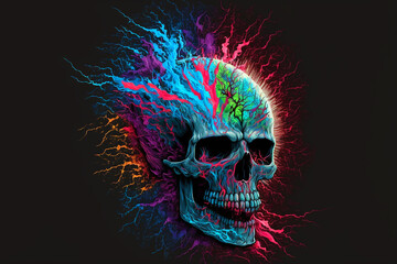 skull twist shockwave colourful crazy horror rainbow mystic zombie. Generative AI
