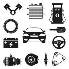 Obraz premium Auto parts vector elements set of car spare parts