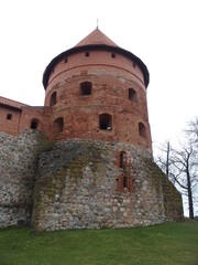 Fototapeta na wymiar One of the round towers of Trakai moated castle, Lithuania