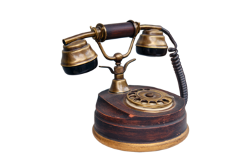 An old phone stands on a vintage, isolated on a white background
