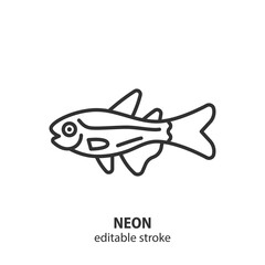 Neon line icon. Aquarium fish vector sign. Editable stroke.