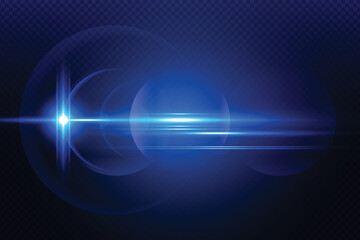 Blue transparent light lens flares streaks