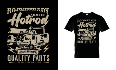 Hotrod Cars Rocksteady Garage Custom Classic Gear Retro vector T-shirt design. 