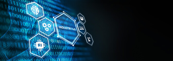 Industry 4.0 Cloud computing, physical systems, IOT, cognitive computing industry. 3d illustration