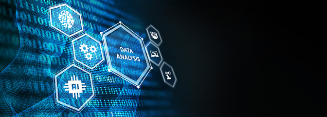 Data Analysis for Business and Finance Concept. Information report for digital business strategy. Business, technology, internet and networking concept. 3d illustration
