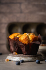 homemade muffin with blueberries