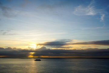 Sunset over the ocean in Madeira