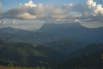 Fototapeta premium Chiang dao mountain viewpoint : landscape of height of 3rd mountain of Thailand